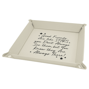 White/Black Laserable Leatherette Snap Up Tray with Silver 9" x 9" Snaps