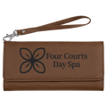 Dark Brown 7 1/2" x 4" Laserable Leatherette Wallet with Strap