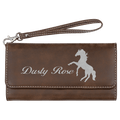 7 1/2" x 4" Rustic/ Laserable Leatherette Wallet with Strap