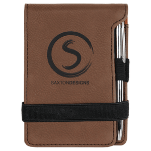 Dark Brown 3 1/4" x 4 3/4" Laserable Leatherette Mini Notepad with Pen