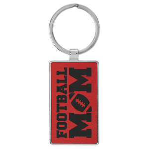 Red 2 3/4" x 1 1/4" Laserable Leatherette/Metal Rectangle Keychain