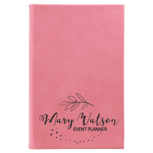 Pink 5 1/4" x 8 1/4" Laserable Leatherette Sketch Book with Unlined Notepad