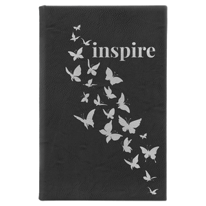 Black/Silver 5 1/4" x 8 1/4" Laserable Leatherette Sketch Book with Unlined Notepad