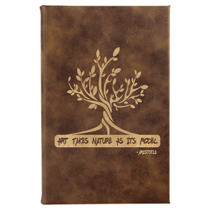 Rustic/Gold 5 1/4" x 8 1/4" Laserable Leatherette Sketch Book with Unlined Notepad