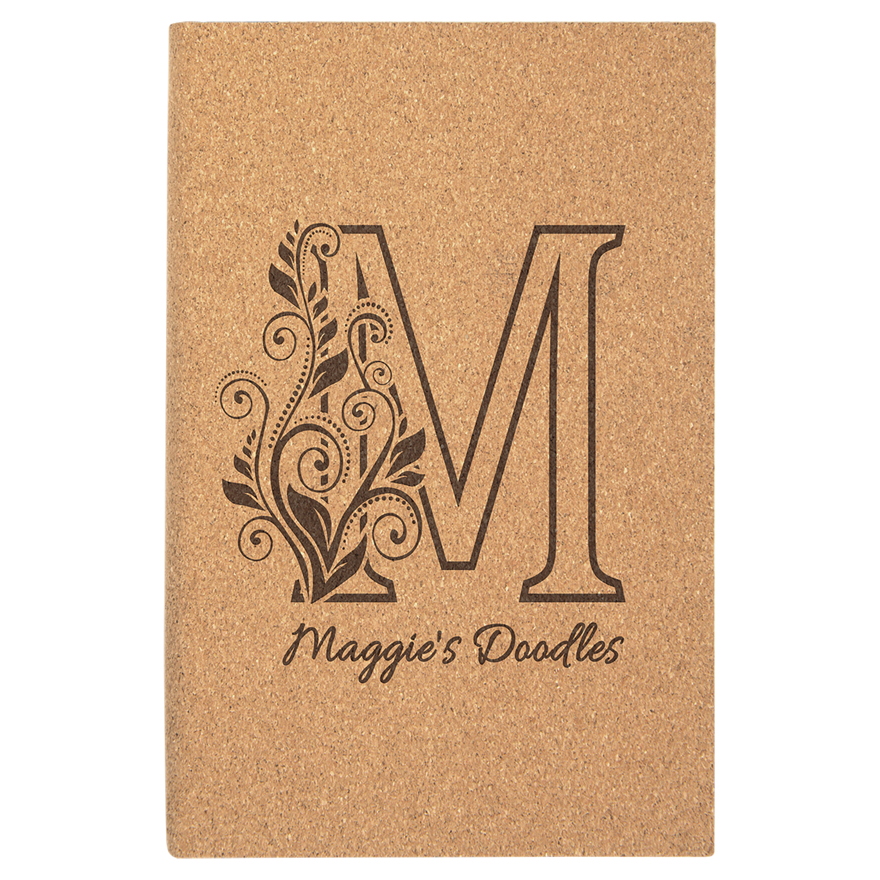 Cork 5 1/4" x 8 1/4" Laserable Leatherette Sketch Book with Unlined Notepad