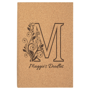 Cork 5 1/4" x 8 1/4" Laserable Leatherette Sketch Book with Unlined Notepad