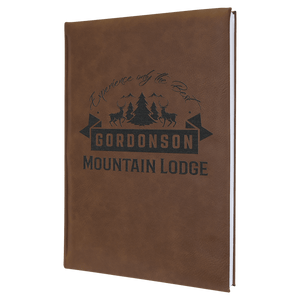 Dark Brown 7" x 9 3/4" Laserable Leatherette Journal with Lined Notepad