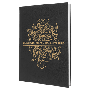 Black/Gold 7" x 9 3/4" Laserable Leatherette Journal with Lined Notepad