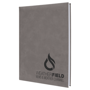 Gray 7" x 9 3/4" Laserable Leatherette Journal with Lined Notepad