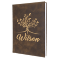 7" x 9 3/4" Rustic/Gold Laserable Leatherette Sketch Book with Unlined Note pad