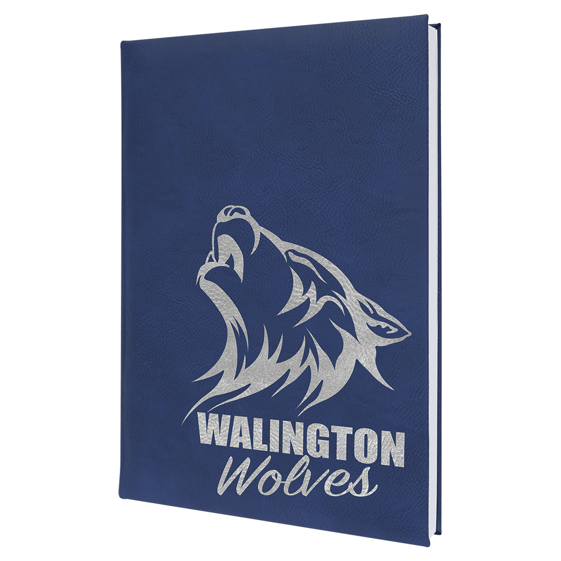 Blue/Silver 7" x 9 3/4" Laserable Leatherette Sketch Book with Unlined Notepad