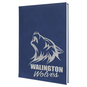 Blue/Silver 7" x 9 3/4" Laserable Leatherette Sketch Book with Unlined Notepad