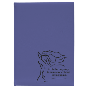 Purple 7" x 9 3/4" Laserable Leatherette Sketch Book with Unlined Notepad