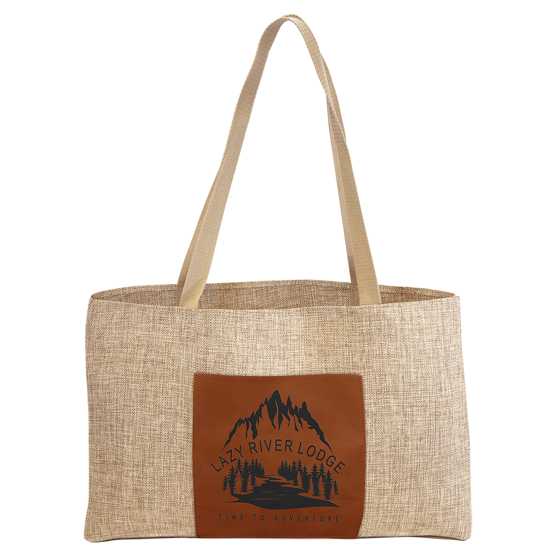 Rawhide 19" x 12" Burlap Bag with 5" Laserable Leatherette Gusset