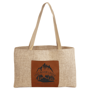 Rawhide 19" x 12" Burlap Bag with 5" Laserable Leatherette Gusset