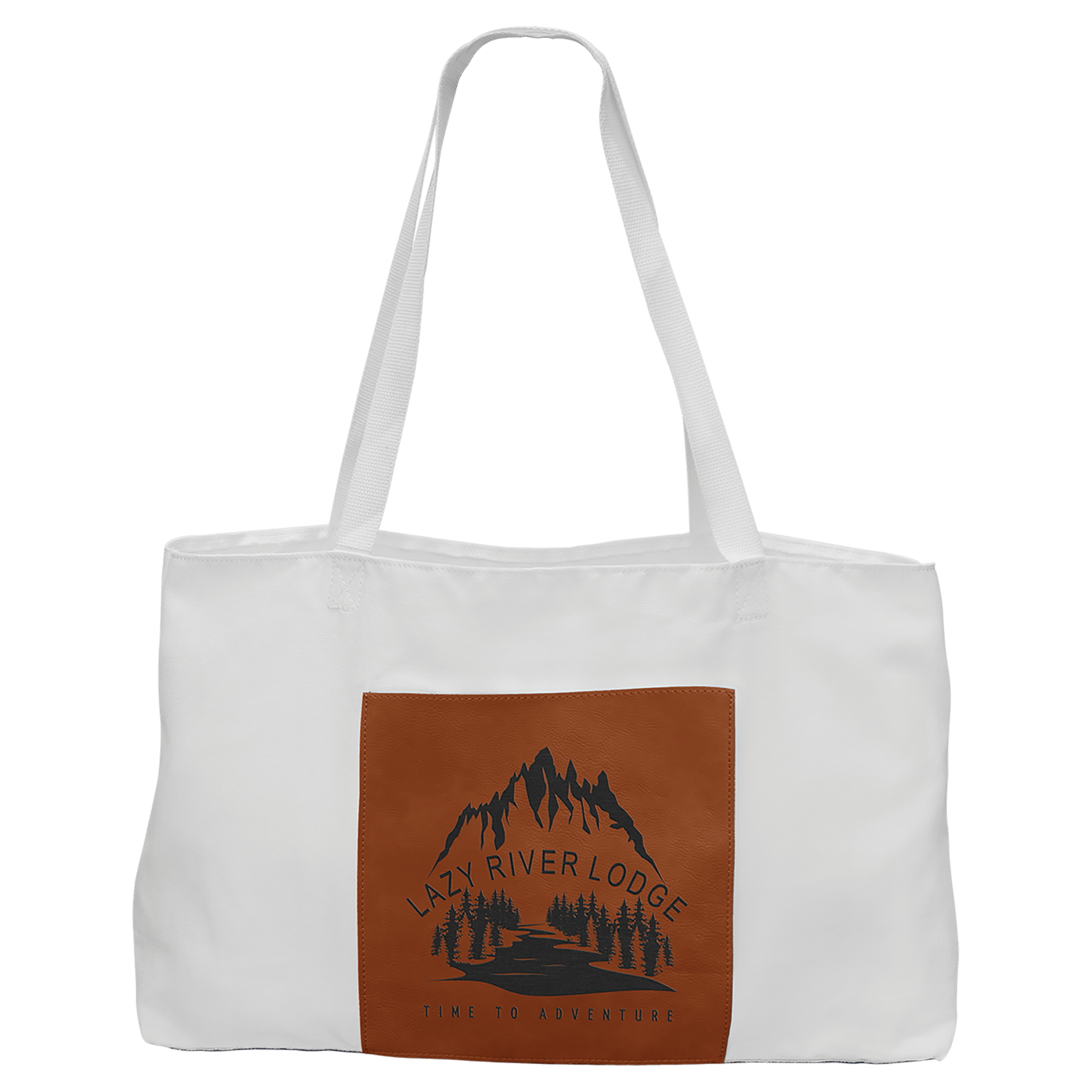 White Bag with 5" Rawhide 19" x 12" Laserable Leatherette Gusset