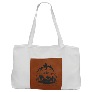 White Bag with 5" Rawhide 19" x 12" Laserable Leatherette Gusset
