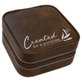 4" X 4" Rustic/ Laserable Leatherette Travel Jewelry Box with Black Lining