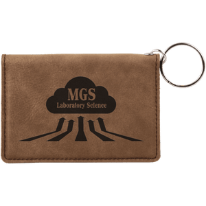 Dark Brown 4 1/4" x 3" Laserable Leatherette Keychain ID Holder