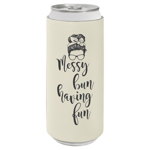White Laserable Leatherette Slim Beverage Holder