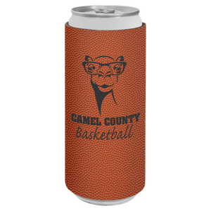 Basketball Laserable Leatherette Slim Beverage Holder