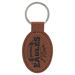 Football 3" x 1 3/4" Laserable Leatherette Oval Keychain