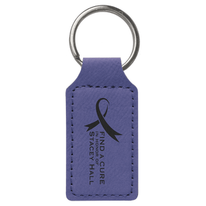 Purple 2 3/4" x 1 1/4" Laserable Leatherette Rectangle Keychain