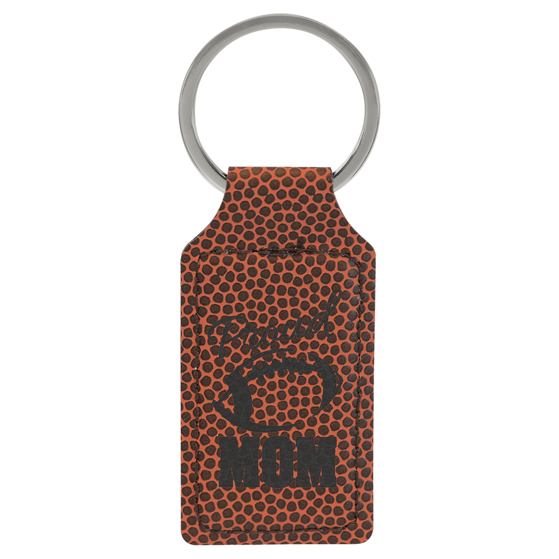 Football 2 3/4" x 1 1/4" Laserable Leatherette Rectangle Keychain