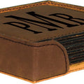 Dark Brown 4" x 4" Square Laserable Leatherette 6-Coaster Set