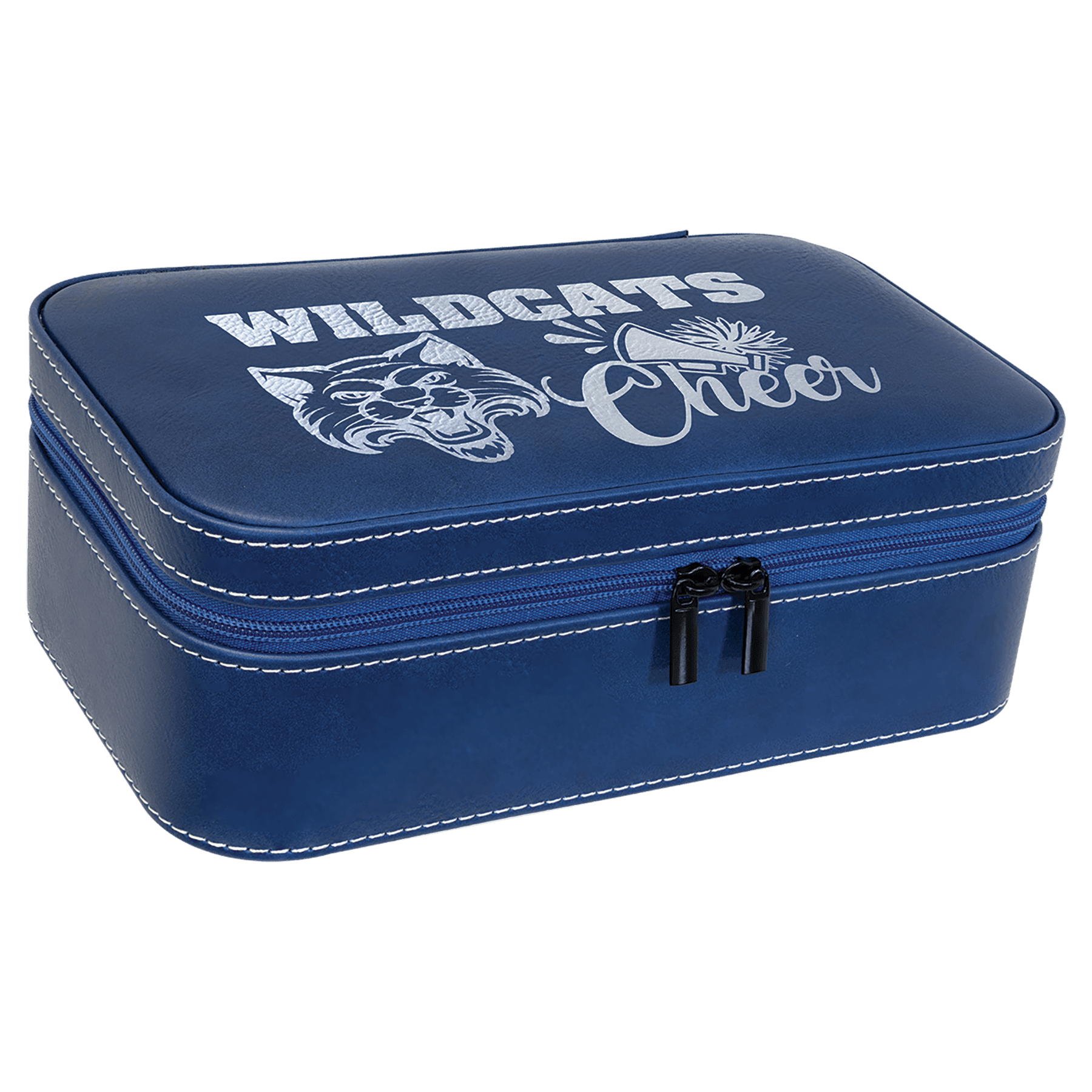Blue/Silver 7 1/2" X 4 1/2" Laserable Leatherette Jewelry Box