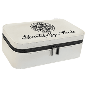 White 7 1/2" X 4 1/2" Laserable Leatherette Jewelry Box
