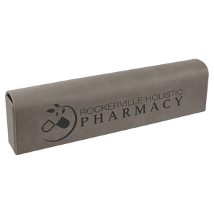 Gray 9 3/4" x 2 1/2" Laserable Leatherette Pill Box