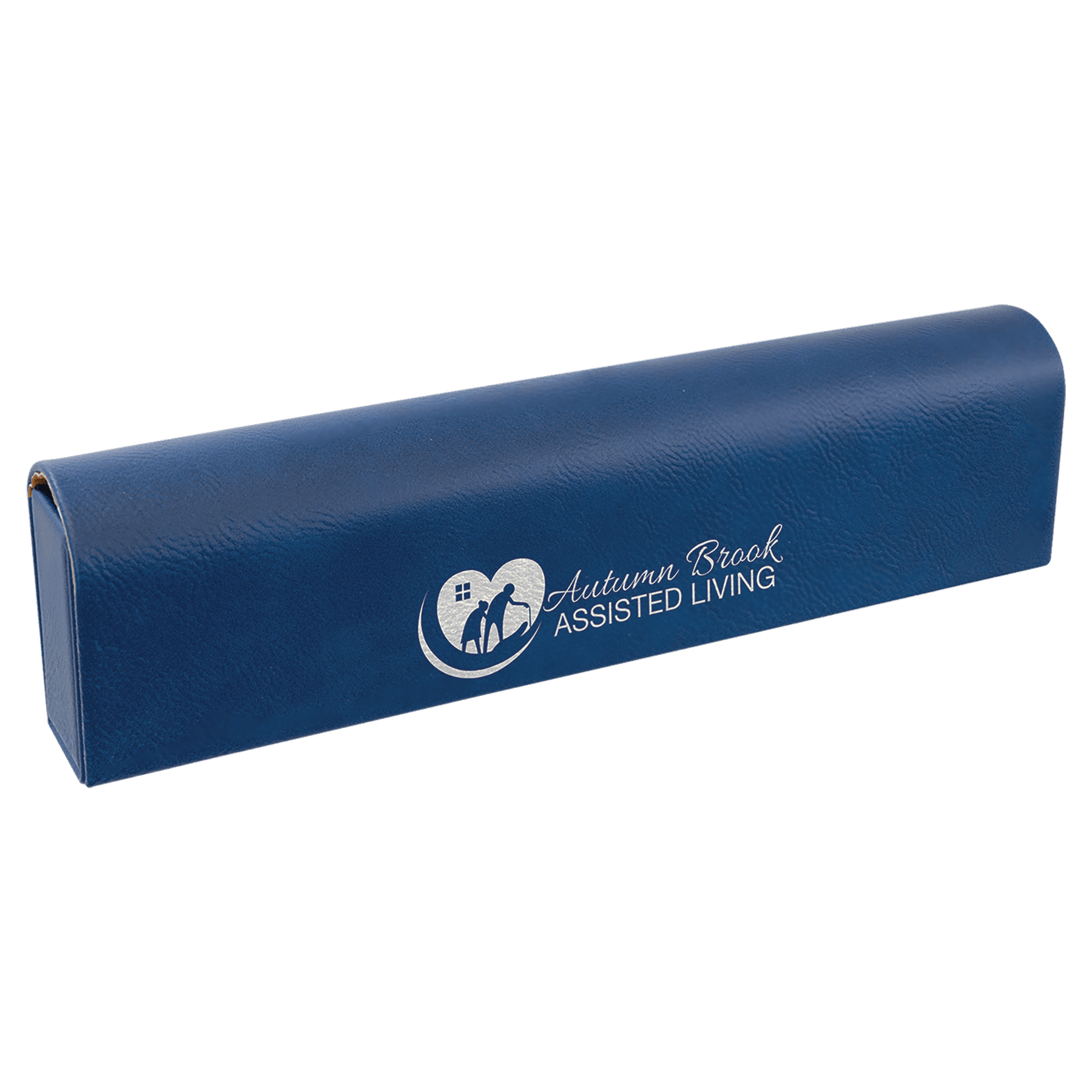 Blue/Silver 9 3/4" x 2 1/2" Laserable Leatherette Pill Box