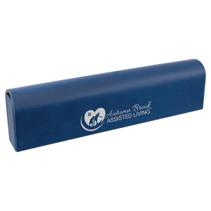 Blue/Silver 9 3/4" x 2 1/2" Laserable Leatherette Pill Box