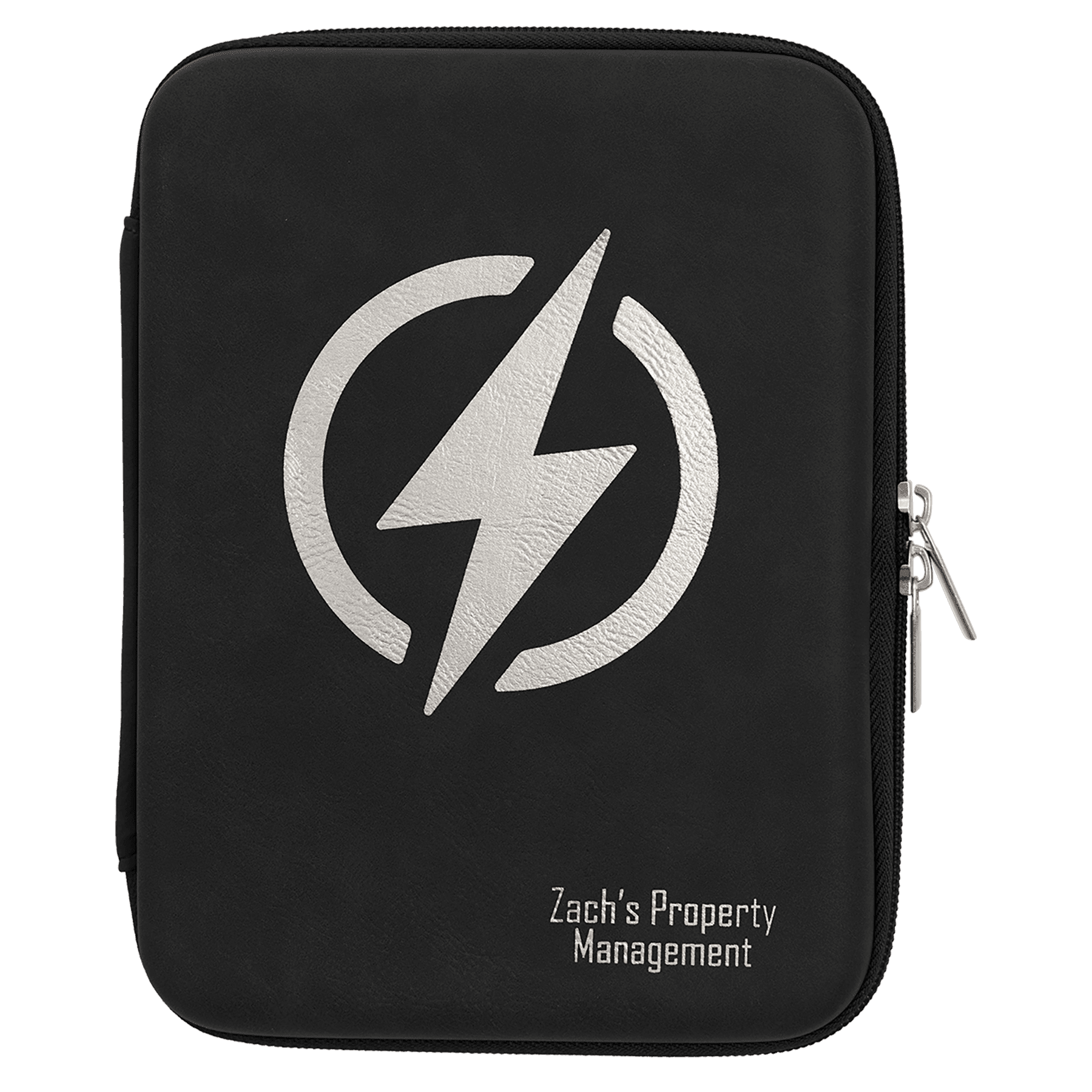 Black/Silver 8 1/2" x 6" x 1 3/4" Leatherette Cord Case