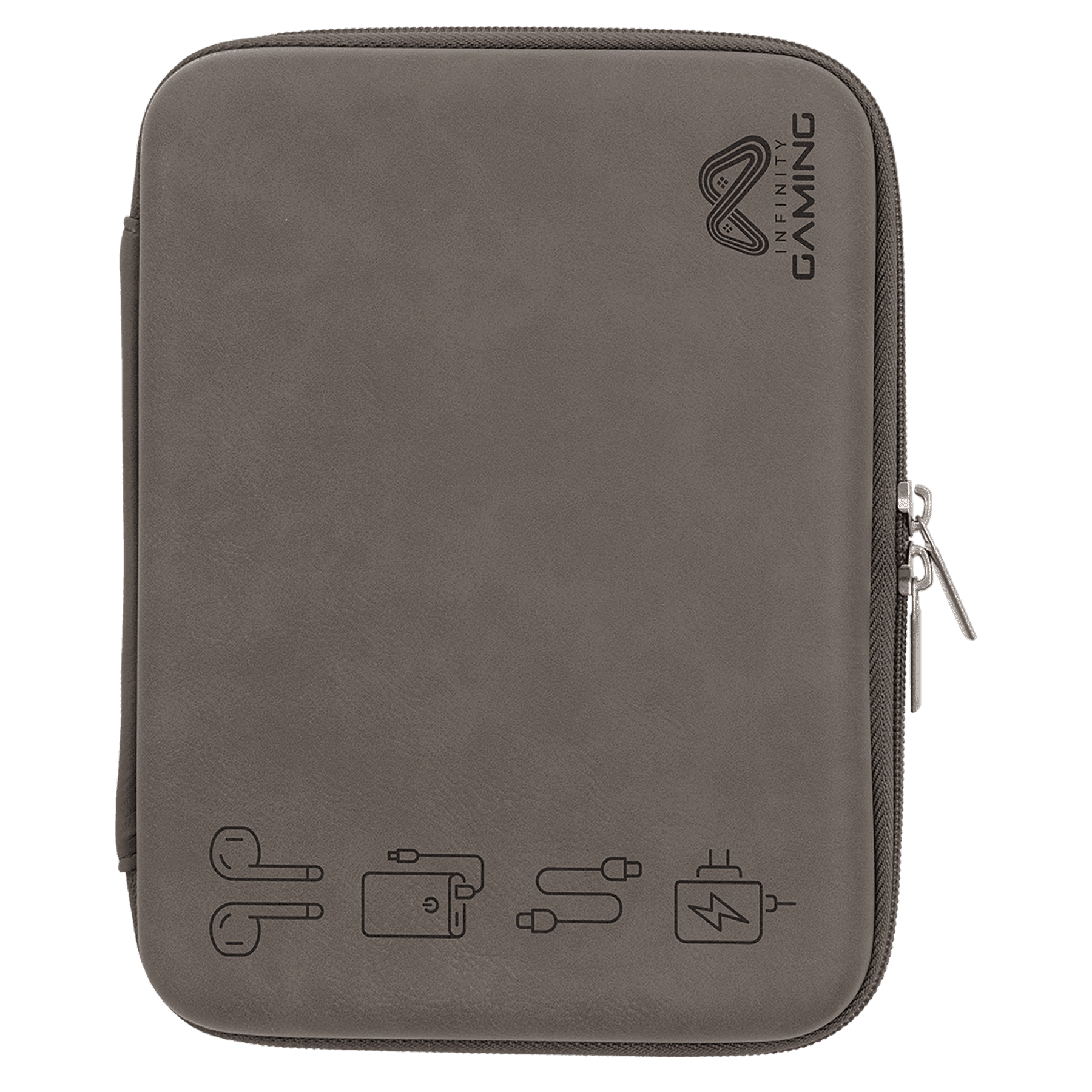 Gray 8 1/2" x 6" x 1 3/4" Leatherette Cord Case