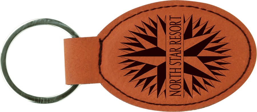 Rawhide 3" x 1 3/4" Laserable Leatherette Oval Keychain