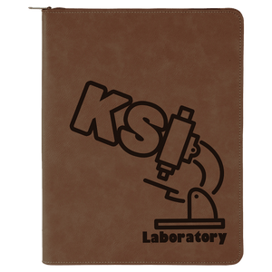 Dark Brown 9 1/2" x 12" w/ Zipper Laserable Leatherette Portfolio with Notepad