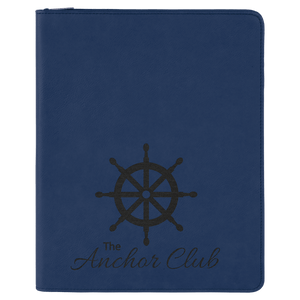 Blue/Black 9 1/2" x 12" w/ Zipper Laserable Leatherette Portfolio with Notepad