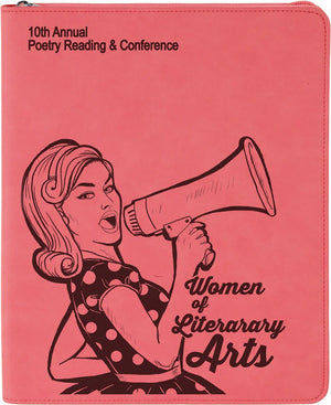 Pink 9 1/2" x 12" w/ Zipper Laserable Leatherette Portfolio with Notepad