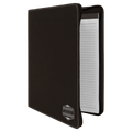 Black/Silver 9 1/2" x 12" w/Zipper Laserable Leatherette Portfolio with Notepad