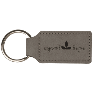 Gray 2 3/4" x 1 1/4" Laserable Leatherette Rectangle Keychain