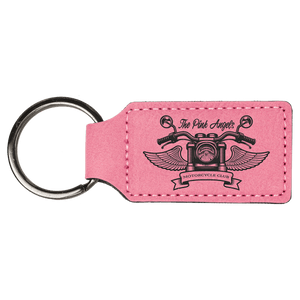 Pink 2 3/4" x 1 1/4" Laserable Leatherette Rectangle Keychain