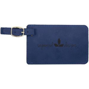 Blue/Black 4 1/4" x 2 3/4" Laserable Leatherette Luggage Tag