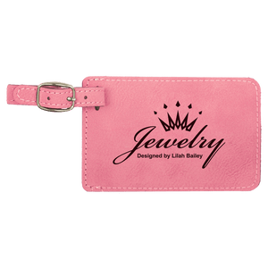 Pink 4 1/4" x 2 3/4" Laserable Leatherette Luggage Tag