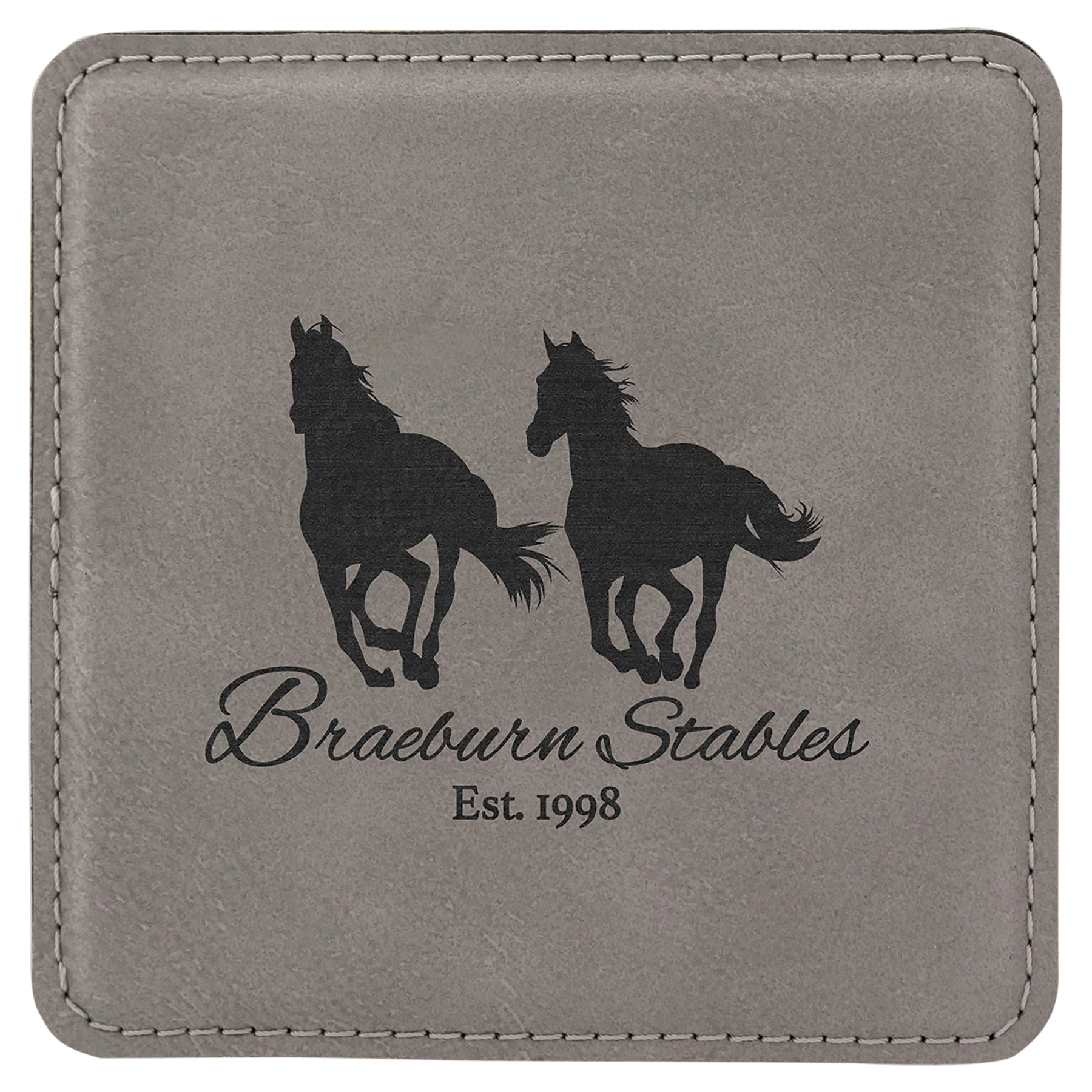 Gray 2 4" x 4" Square Laserable Leatherette 6-Coaster Set