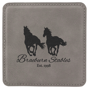 Gray 2 4" x 4" Square Laserable Leatherette 6-Coaster Set