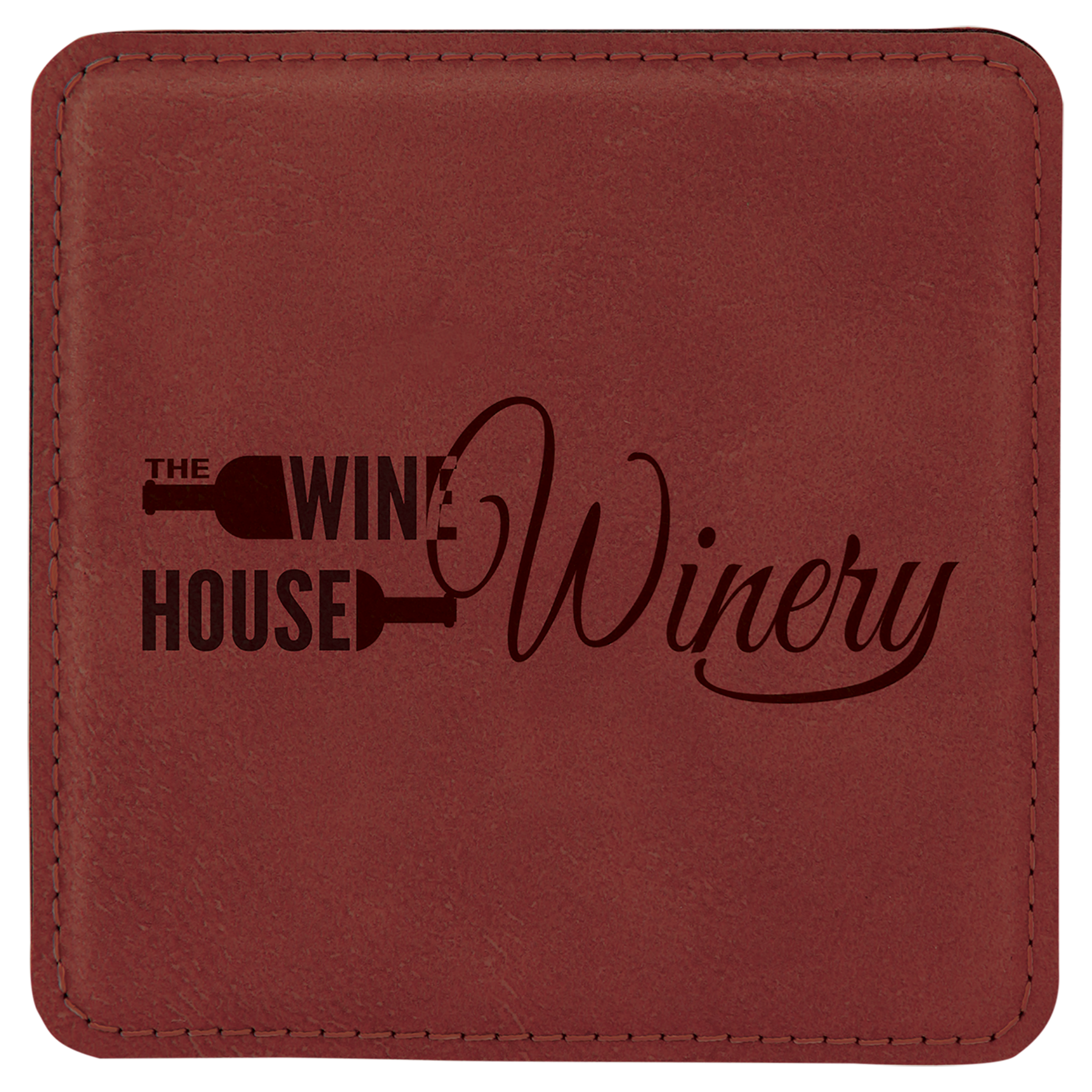 4" 4" x 4" Square Laserable Leatherette 6-Coaster Set