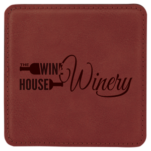 4" 4" x 4" Square Laserable Leatherette 6-Coaster Set