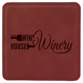 4" x 4" Square Rose Laserable Leatherette Coaster